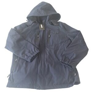 ARRIS Women L Heated Navy Blue‎ Hooded Zip Up Ski Snow Jacket Outerwear